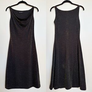 Vintage Betsey Johnson Draped Cowl Boat Neck Metallic Shimmer Dress